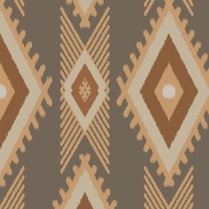 Lake House native Kilim Ikat inspired geometric beige, caramel, dark gray small