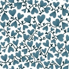 Small // Callie: Heart Flowers and Vines - Dark Blue