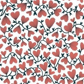 Small // Callie: Heart Flowers and Vines - Dark Pink