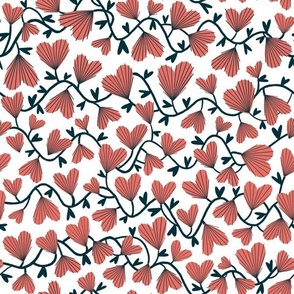 Medium // Callie: Heart Flowers and Vines - Dark Pink