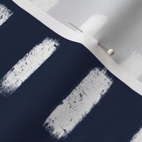 White chalk dashes on navy blue - medium