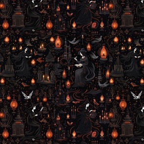 Witching Hour Enigma: Gothic Witch Christmas Fabric 