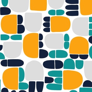 Playful modern abstract composition of soft geometric shapes in a fresh palette - Large