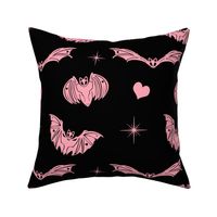 Gothic Pink Spooky Love Bats on Black