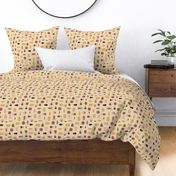 Beetle Crossing // Medium Tan Yellow Brown beetles and insects on tan for kids room, boys room, school room, playful bugs