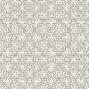 Geometric stars in grey green and white remind us of winter and snow