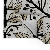 (L) Surreal forest creatures black and white beige