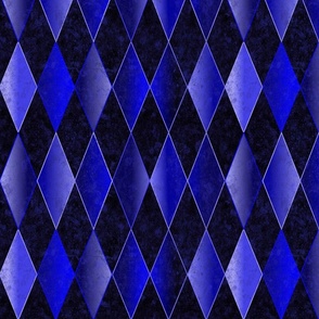 Textured Rich Blue Black White Harlequin over Black -- Blue and Black Diamonds -- Black White Blue Christmas Coordinate --  12.74 x 10.6 in repeat -- 400dpi (37% of full scale)