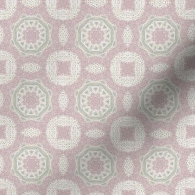 Geometric circles in soft pink and green with lots of structure