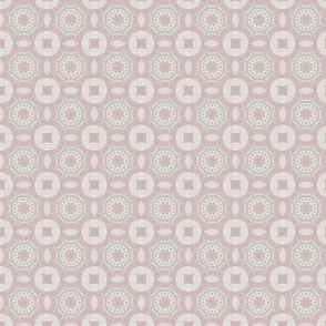 Geometric circles in soft pink and green with lots of structure