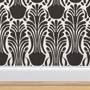 zebra mask abstract geometric mirror damask - Charcoal Black and white - linen texture