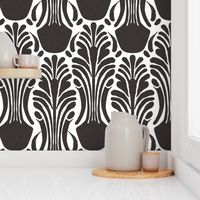 zebra mask abstract geometric mirror damask - Charcoal Black and white - linen texture