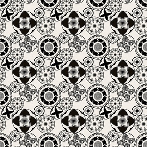 African tribal mandalas black and white - small scale