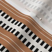 African stripes vertical geometric cream, black and terracotta - small scale