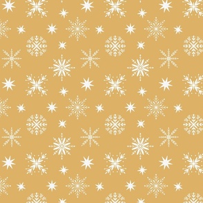 Holiday Winter Snowflakes multidirectional , mustard