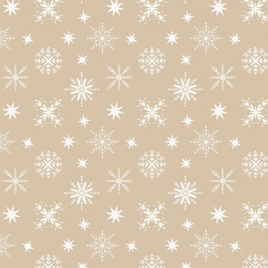 Holiday Winter Snowflakes multidirectional , warm beige