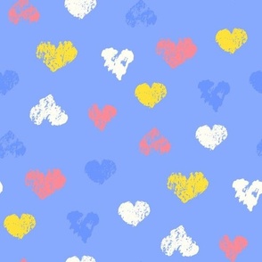 Chalk Hearts blue yellow coral by Jac Slade