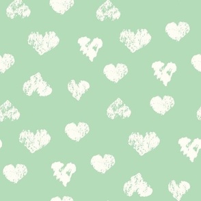 Chalk Hearts mint green and cream by Jac Slade