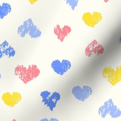 Chalk Hearts mulit coloured blue pink yellow and cream by Jac Slade