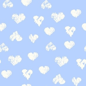 Chalk Hearts pastel blue and cream by Jac Slade