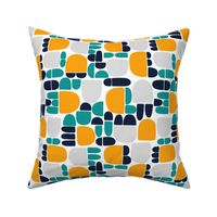 Playful modern abstract composition of soft geometric shapes in a fresh palette - Medium