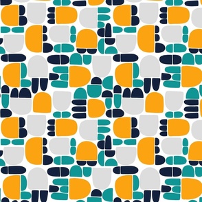 Playful modern abstract composition of soft geometric shapes in a fresh palette - Medium