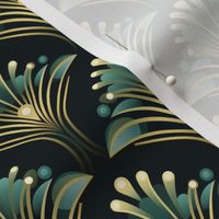 Art Deco green and gold flourish 