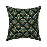 Art Deco green and gold flourish 