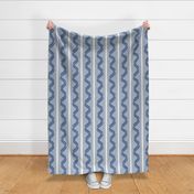 large scale acanthus leaf vertical vine stripe // navy blue and fresh grass 