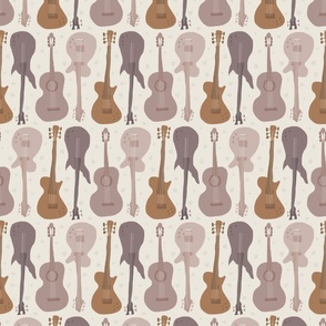Self-expression small - Hand drawn guitars in muted neutral colours on soap white background