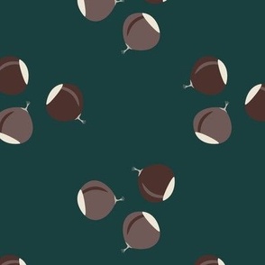 Chestnuts on dark teal - Medium scale