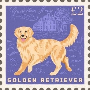 Golden Retriever Dog Postage Stamp