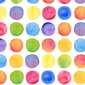 (L) Rainbow wonky watercolour spots large scale 24 inch