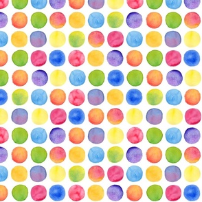 (M) Rainbow wonky watercolour spots medium scale 12 inch