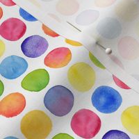 (S) Rainbow wonky watercolour spots small scale 6 inch