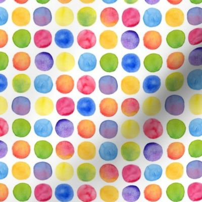 (S) Rainbow wonky watercolour spots small scale 6 inch