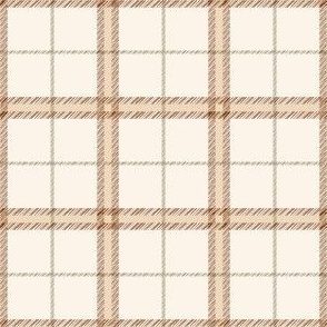 Small |  Woodland Hand-Drawn Plaid in Tan, Green, and Rust