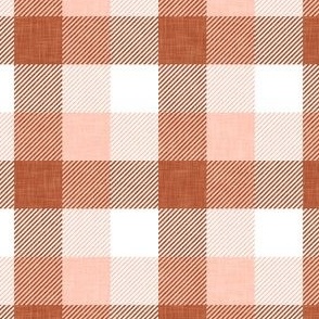 3 color fall plaid - white/pink/brown - LAD23