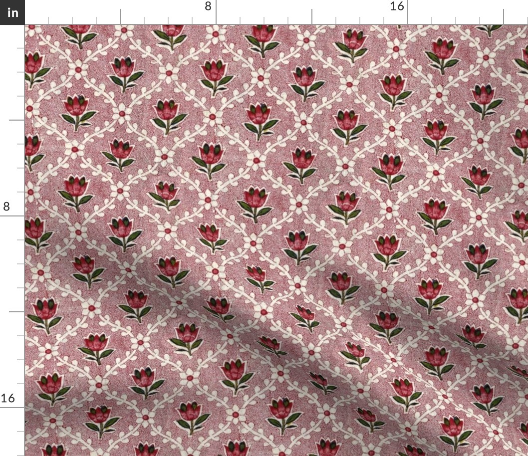 picottage background, floral with diamond grid