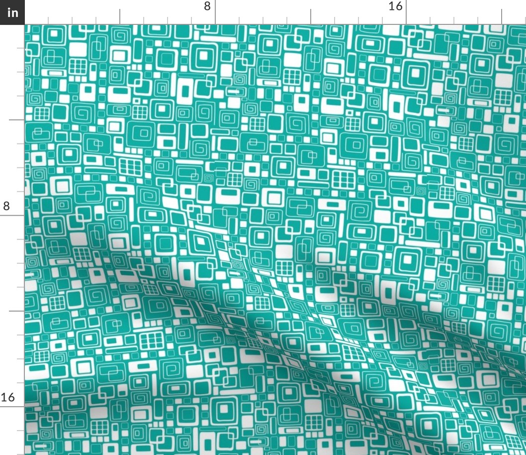 Ditsy Squares Aqua