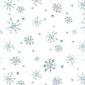Watercolor snowflakes on white