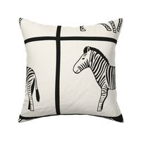 African plaid safari animals horizontal border black and white - large