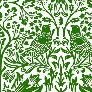 William Morris Brer Brother Rabbit Green Elements on White