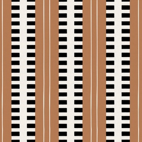 African stripes vertical geometric cream, black and terracotta - large scale