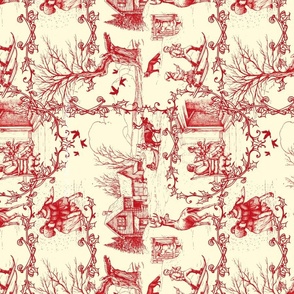 In the Heart of Winter red vint Tea Towel