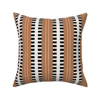 African stripes vertical geometric cream, black and terracotta - medium scale