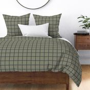 Minimalist Farmhouse Organic Square Block Plaid Olive Khaki Green & Black