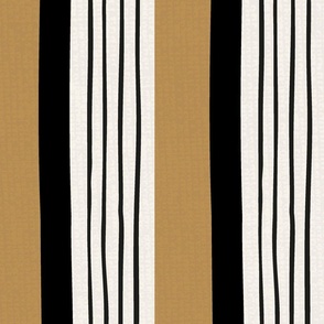 African stripes vertical cream, black and yellow ochre - large scale