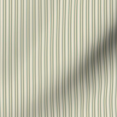 Small stripes in sage artichoke green on beige