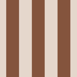 Classic vertical cabana stripes pink and rust brown - large scale